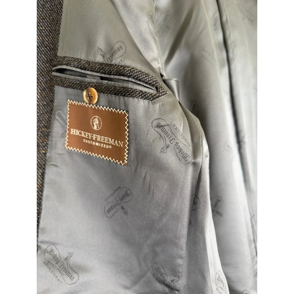 Hickey Freeman 100% Cashmere‎ Sport Coat 42R Charcoal Grey Tweed Blazer X343B